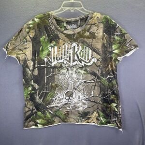 Jelly Roll Back Road Baptism 2023 Camo double sided Cropped ‎ Concert Tee Sz L